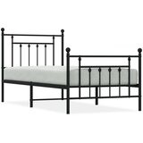 vidaXL Kovinski posteljni okvir z vzglavjem in vznožjem črn 90x200 cm | Shoptok.si