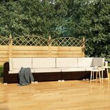 Maison Chic Seti vrtnega pohištva - Vrtna garnitura - Vrtni pohištvo set z blazinami 4-delna poli ratan rjava, (21797651) | Shoptok.si