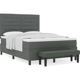  Postelja z vzmetnico in klopjo Temno siva 160x200 cm Tkanina, (22083945) | Shoptok.si