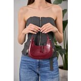 Madamra Claret Red Patent Leather Women's Patent Leather Baguette Handbag cene