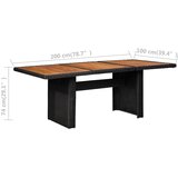  Vrtni blagovaonski stol crni 200 x 100 x 74 cm od poliratana | Eponuda.com