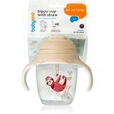 BabyOno Be Active Sippy Cup with Weighted Straw šalica za učenje pijenja sa slamkom 6 m+ Sloth 240 ml | shoptok.hr