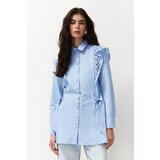 Trendyol Light Blue Embroidered Cotton Woven Shirt Cene