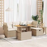 vidaXL 6-dijelni set vrtnih sofa s jastucima bež od poliratana bagrem | shoptok.hr