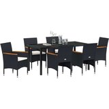  7-dijelni set vrtnih blagovačkih stolova Crni Poli Ratan | shoptok.hr