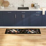 vidaXL Kuhinjska podloga Cvetlični Črna 150 x 45 cm Žamet Cene