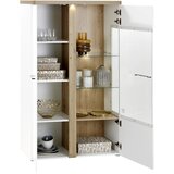 Hom`in vitrina, bela, barve hrasta | Shoptok.si