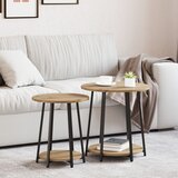 vidaXL krajnji stolovi Obrtnički hrast Drvo, Metal Srednje Izdržljivo | shoptok.hr