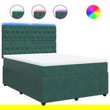 vidaXL Box spring postelja z vzmetnico temno zelena 160x200 cm žamet, (21305512) | Shoptok.si