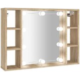 Ormarić s ogledalom LED boja hrasta sonome 76 x 15 x 55 cm | shoptok.hr