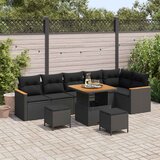  Sjedeća garnitura za vrt 9 kom. Bež poliratan 90 x 55 x 71 cm | shoptok.hr