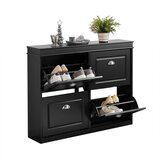 SoBuy ozka omara za čevlje v predsobi črne barve v skandinavskem slogu, (20814888) | Shoptok.si