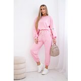 Kesi Set of cotton sweatshirt with longer back + pants light pink Cijene