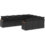  10-dijelni set vrtnih sofa s jastucima crni od poliratana | shoptok.hr