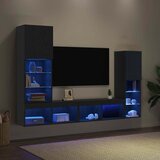 TV ormar S LED lampica 4 pcs Crni hrast Konstruirano drvo | shoptok.hr