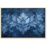  Slika - Ornament in Blue and Cool Colors Dark Blue Decoration 60x40 U prirodnom drvenom okviru | shoptok.hr