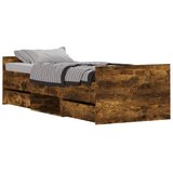  The Living Store Posteljni okvir z vzglavjem in vznožjem dim. hrast 75x190 cm - Posteljni Okvir, (21502835) | Shoptok.si