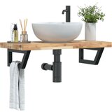  Zidna polica za Lavabo - Umivaonik od čelika i masivnog bagremovog drva Smeđa i crna 80 x 40 x 4 cm 1 Trapez | shoptok.hr