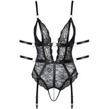 Cottelli Bondage - otvoreni čipkasti body (crni) - M | shoptok.hr