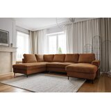 Miuform Oranžna/rjava raztegljiva kotna sedežna garnitura iz rebrastega žameta (levi kot) Lofty Lilly – | Shoptok.si