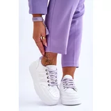 Kesi Fashionable women's sneakers on the platform White-purple Claribel