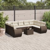  10-dijelni set vrtnih sofa od poliratana s jastucima smeđi | shoptok.hr