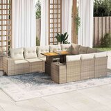 vidaXL 10-dijelni set vrtnih sofa s jastucima bež od poliratana bagrem | shoptok.hr