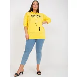 Fashion Hunters Yellow long plus size blouse with pocket