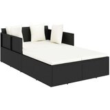 LEŽAJ za sunčanje s jastucima crni 182 x 118 x 63 cm poliratan | shoptok.hr