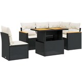  6-dijelni set vrtnih sofa s jastucima crni od poliratana | shoptok.hr