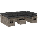 Maison Chic Seti vrtnega pohištva - Vrtna garnitura - Vrtni pohištvo set 10-delna z blazinami siv poli ratan, (21812160) | Shoptok.si