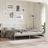 Maison Chic Kovinski Posteljni okvir - Dvoposteljna postelja - Zakonska postelja z vzglavjem bel 193x203 cm, (21693378) | Shoptok.si