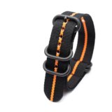 INF Najlonski pašček za uro z ovalno zaponko Black+Orange 18 mm, (21605681) | Shoptok.si