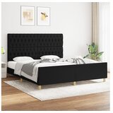  Posteljni okvir z vzglavjem črn 180x200 cm blago | Shoptok.si