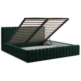 Makamii Temno zelena oblazinjena zakonska postelja s prostorom za shranjevanje z letvenim dnom 180x200 cm Lemi – | Shoptok.si