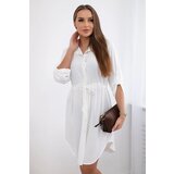 Kesi Dress with button fastening and fastening at the waist ecru | shoptok.hr
