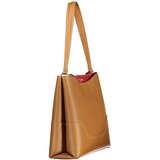  ženska bucket torba za rame 34x30x12 cm smeđa s crvenim detaljima | shoptok.hr