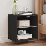  Noćni ormarić s LED svjetlima zidni crni | shoptok.hr