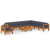  10-dijelna vrtna garnitura s tamnosivim jastucima bagremovo drvo | shoptok.hr