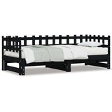 Dnevni ležaj na izvlačenje crni 2x(90x190) cm masivna borovina | shoptok.hr