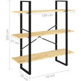 vidaXL Ormarić za knjige s 3 razine 100 x 30 x 105 cm od borovine | shoptok.hr