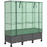  Vrtna saksija s pokrovom staklenika i kotačima 3 kom. PP - Svjetlosiva 120 x 40 x 138 cm s kotačima | shoptok.hr
