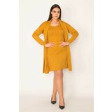Şans Women's Plus Size Mustard Front Dress Cardigan Cene