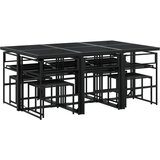  11dijelni vrtni blagovaonski set s jastucima crni od tekstilena | shoptok.hr