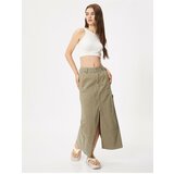 Koton Midi Denim Skirt with Slits, Pocket Detail, Cotton Cene