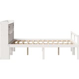 vidaXL Krevet s regalom z knjige bez madraca bijeli 135x190cm borovina | shoptok.hr