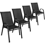 Zunanji stoli za teraso, 4 kosi, iz kovine, dimenzije 92 cm, primerni za balkon ali moderno teraso, v črni barvi, z materialom textilene., (5000218201)