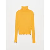 Dilvin 1297 Turtleneck Basic Corduroy Sweater-mustard