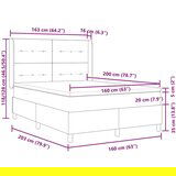 Box Spring Krevet s Madracem Tamno Siva 160x200 cm Baršun | shoptok.hr