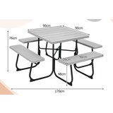 Šport in prosti čas > Kamp oprema Okrogla piknik miza s 4 klopmi in odprtino za senčnik za 8 oseb, teža 900 kg, kamp miza, črna | Shoptok.si